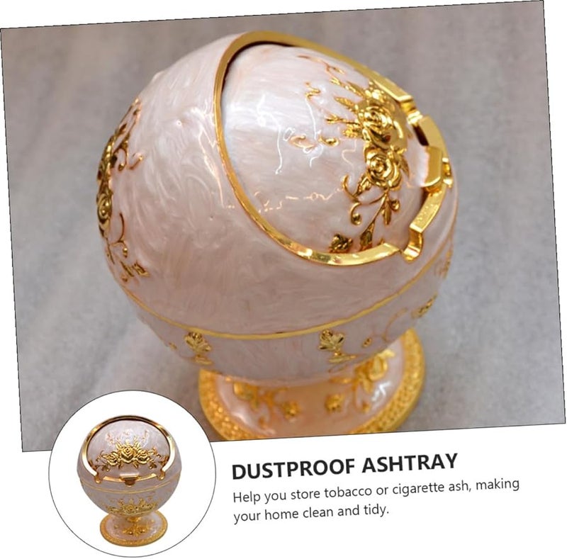 غطاء قلاب كلاسيكي، منفضة سجائر معدنية، تصميم قديم، ديكور منزلي، حاوية تدخين - Image 5